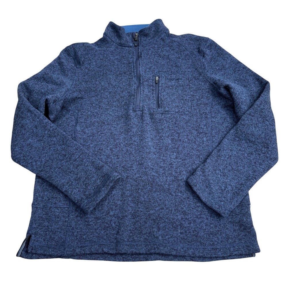 Woolrich Quarter Zip Sweater Fleece Pullover Mens Large Blue Casual Outdoors